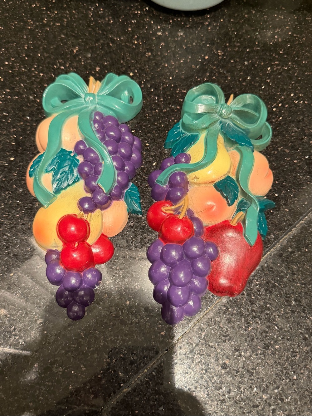 Vintage Pair Burwood Hanging Plastic Fruit Wall Plaques
